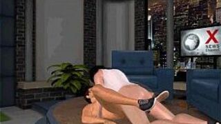 Sexy 3D studs are having anal in a tv studio porn video